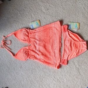 Hobie Swimsuit 2 piece Halter Tankini Bikini Bottoms, Small